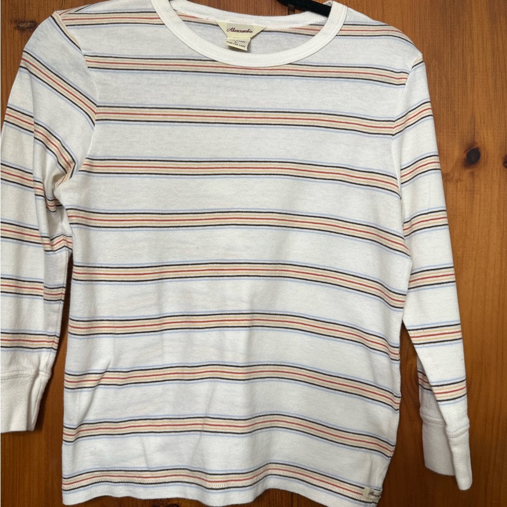 Abercrombie & Fitch Long Sleeve Tee in White and Orange